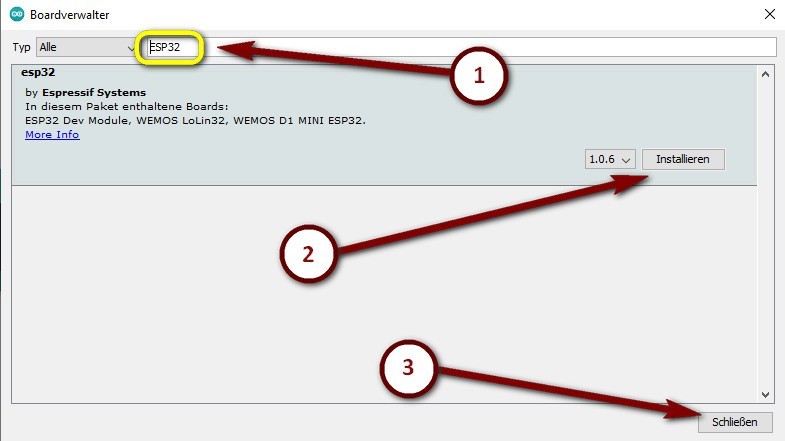 Ardunio IDE - Board installieren