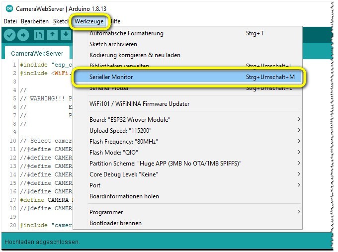Arduino IDE - Serieller Monitor