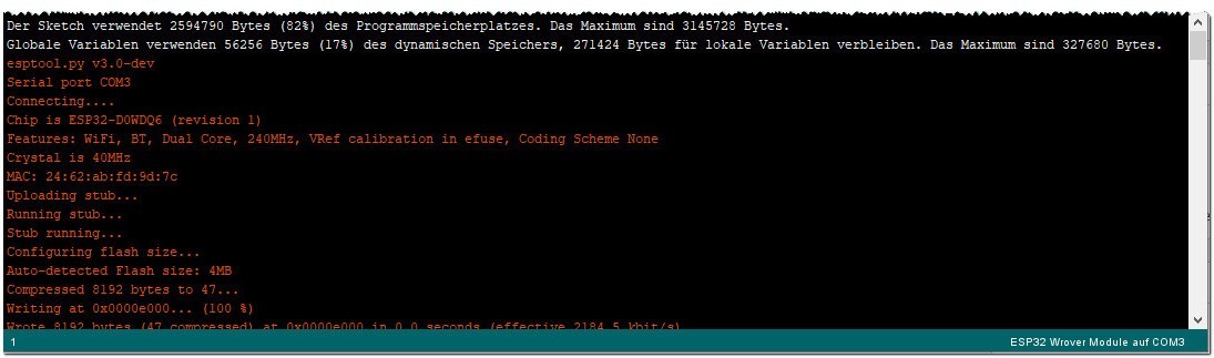 Arduino IDE - Start des Flashvorgangs